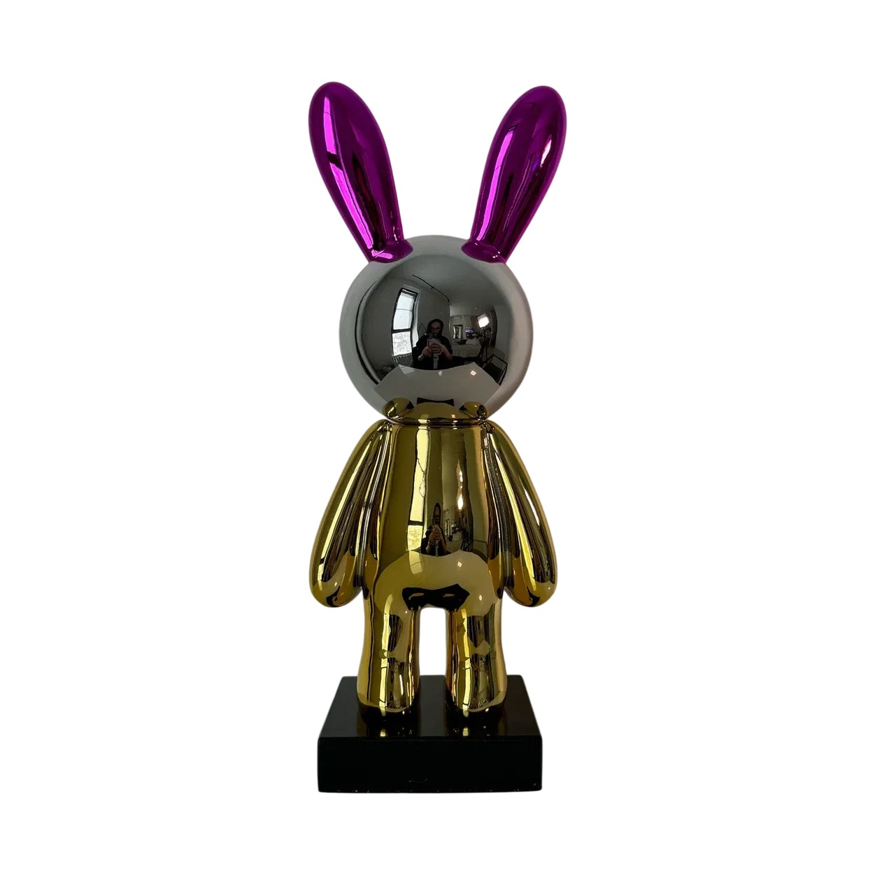 Декоративная статуэтка Rabbit золото+розовые уши